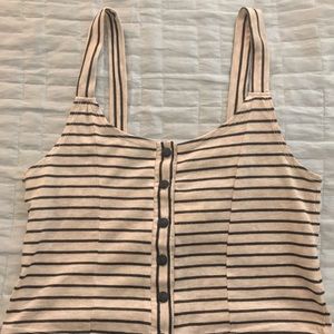 Black and Nude Stripe Crop Top